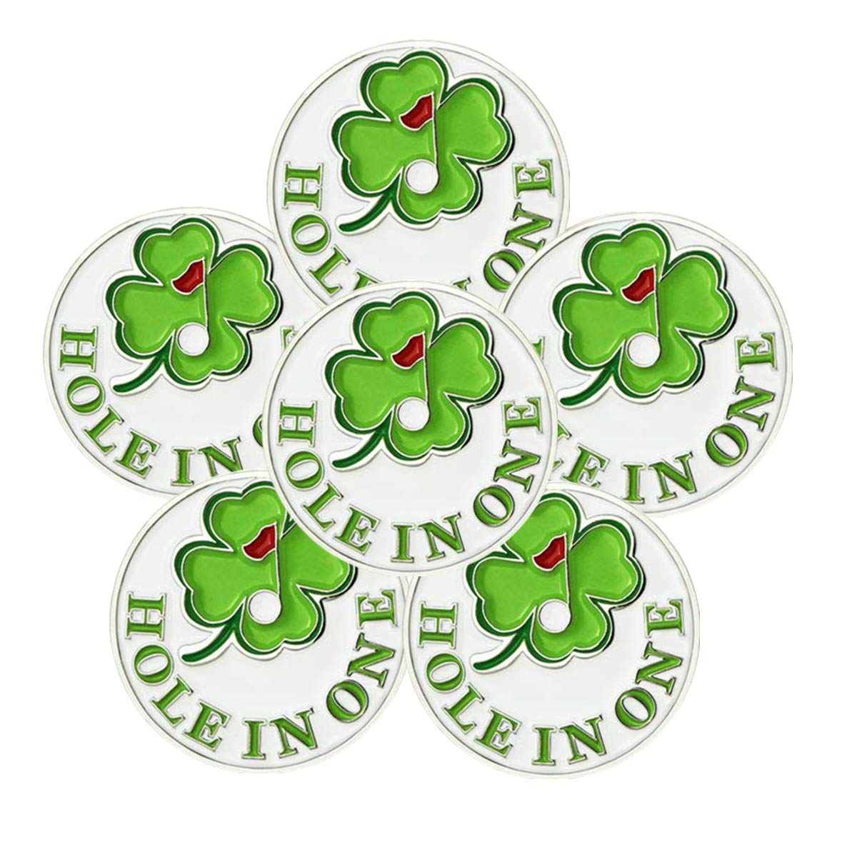 FINGER TEN Golf Ball Marker for Ladies Men Value 6 Pack, Golf Accessories Ballmarker Magnetic fit Golf Divot Tools Hat (Four Leaf-6 Pack)