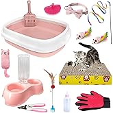 thumbnail image 2 of Kitten Starter Supplies Starter Kit, 20 Pcs Of Cat Essentials And Stuff, Including Cat Bed, Carrier, Litter Mat, Litter Box, Collar, Bowls,and Others, Perfect Choice For New Cat Owner - Pink 2 of 10