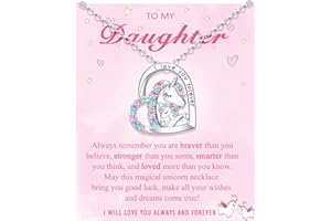 UPROMI To My Daughter/Granddaughter/Niece/Bonus Daughter/Girl Unicorn Necklace, Birthday Mothers Day Gifts for Little Girls