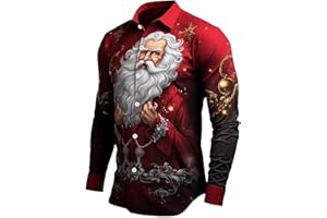 Men's Christmas Shirt Long Sleeve Moisture Wicking Funny Christmas Wrinkle-Free Ugly Golf Shirts 2025