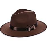 BABEYOND 1920s Fedora Hat for Men Gatsby Wide Brim Fedora Hat Felt Panama Cap with Band for Women Men