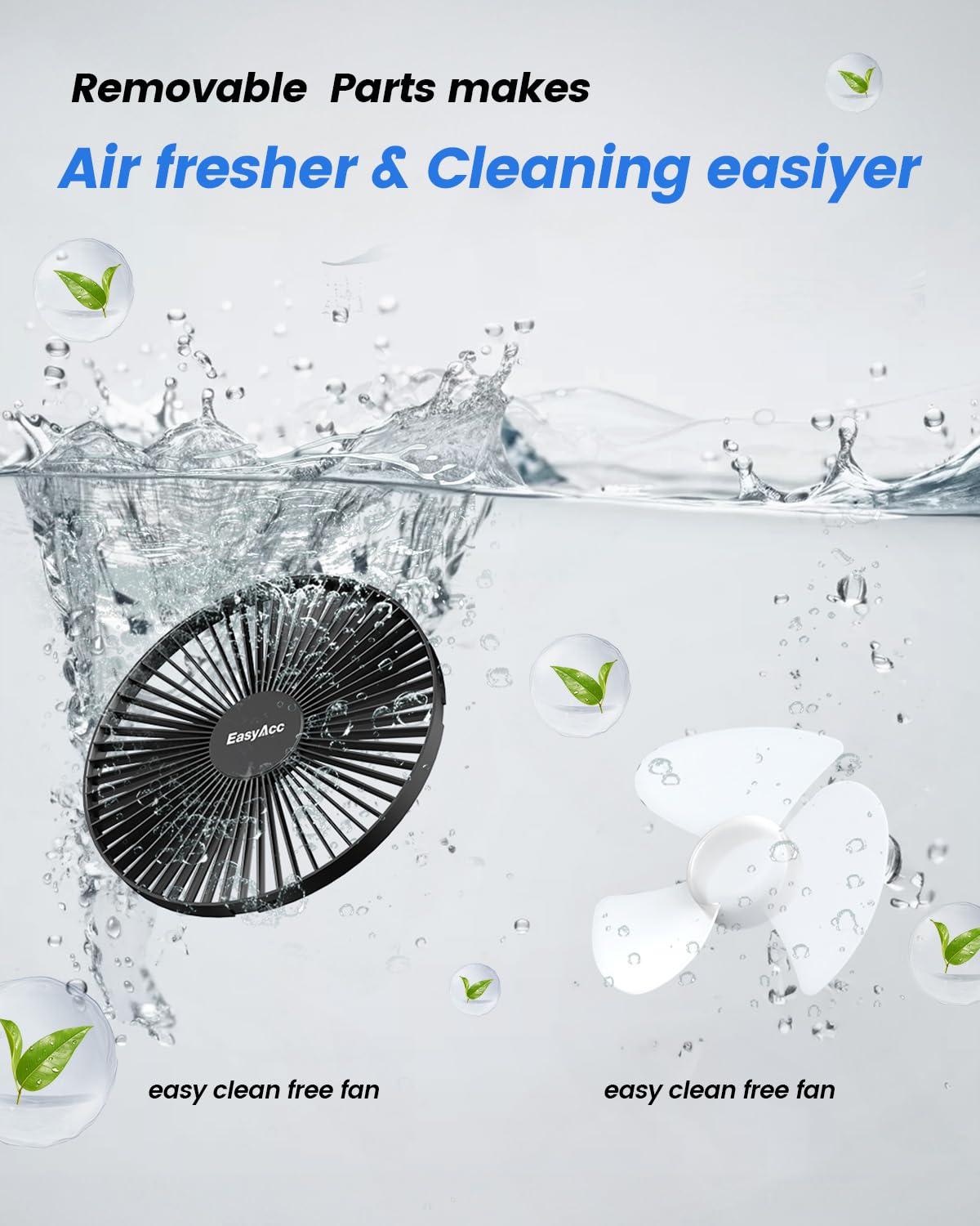 EasyAcc 10000mAh Portable Clip on Fan - 8 inch 37H Working Time Quiet Battery Rechargeable Desk Fan, Strong Airflow, Digital Display, 5 Speeds, Sturdy Clamp Fan for Golf Cart Office Bed Travel Camping