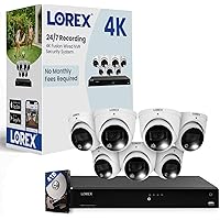 Lorex Fusion 4K 16-Channel 4TB Wired NVR System with Smart Deterrence Dome Security Cameras | Color Night Vision | Smart Moti