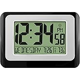 La Crosse Technology W88631 Digital Atomic Clock with Temperature - Black/Silver