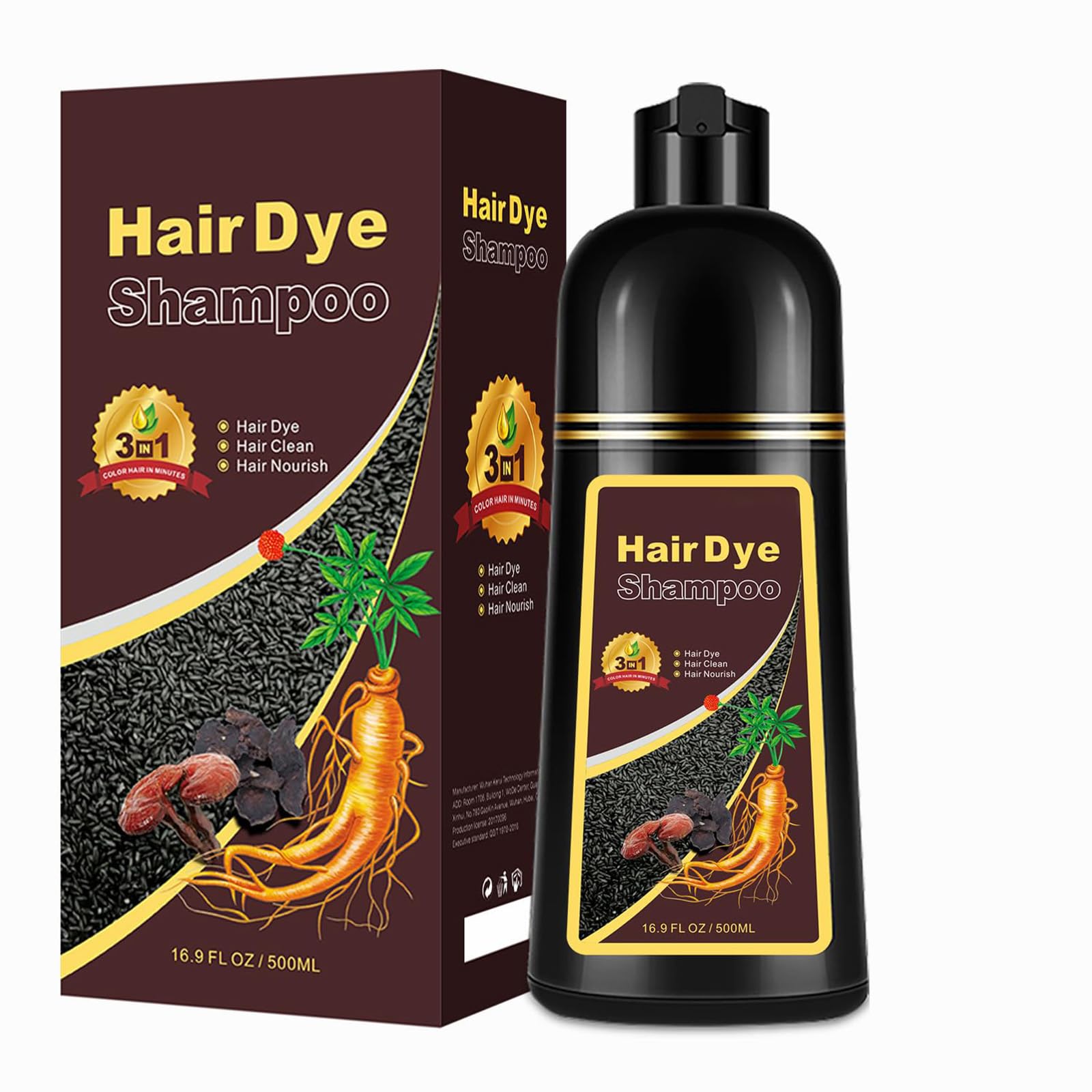 Photo 1 of Cherry Brown Hair Dye Shampoo 3 in 1, Long-lasting & Natual Hair Color Shampoo, Herbal Ingredients Natural Shampoo Hair Dye Effect in Minutes, Gifts for Men Women 500ml