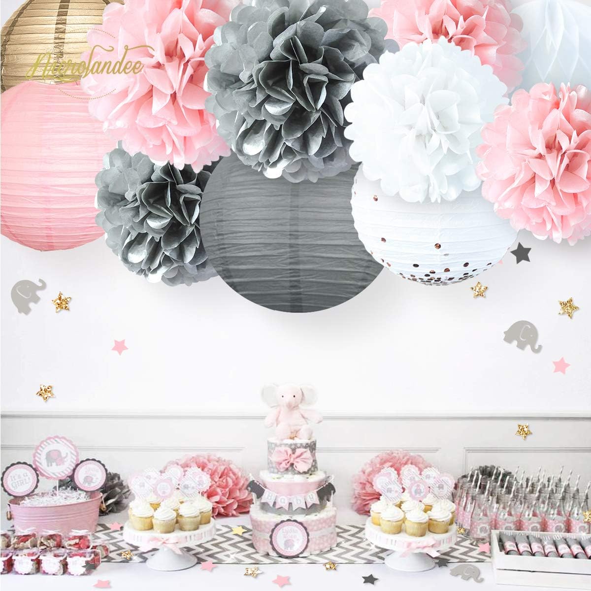 Hintergrund Pink Gery Elefant Brautparty Babyparty Nicrolandee Party Dekorationen Seiden Pompons Papier Laterne Glitzer Party Konfetti 30 G Partyzubehor Fur Hochzeit Geburtstag Seidenpompons Kuche Haushalt Wohnen