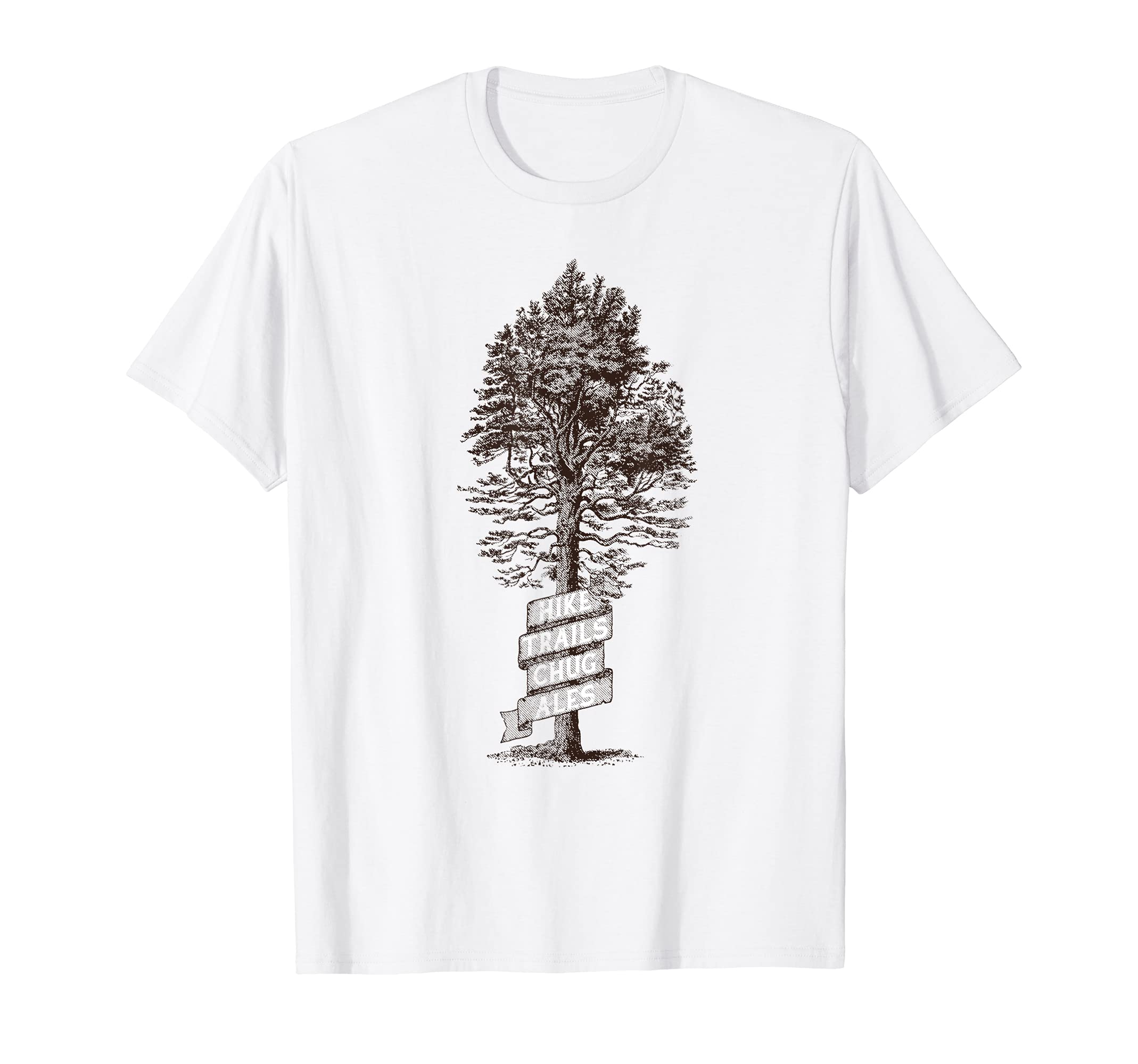 Hike Trails Chug Ales - Vintage Tree & Funny Hiking Graphic T-Shirt