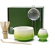 KOIMYSA Matcha Tea Set, Japanese Matcha Kit with Ceramic Bowl & Holder, Bamboo Whisk & Scoop, Stainless Steel Sifter, Complete Matcha Accessories Set for Traditional Tea Ceremony, Home & Gift,Green