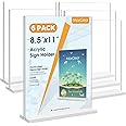 MaxGear Acrylic Sign Holder 8.5x11 6 Pack, Double Sided Clear Table Stand, Vertical Flyer Holder, Plastic Frame Display for Picture, Stores, Restaurants, Hotels, Office T Shape