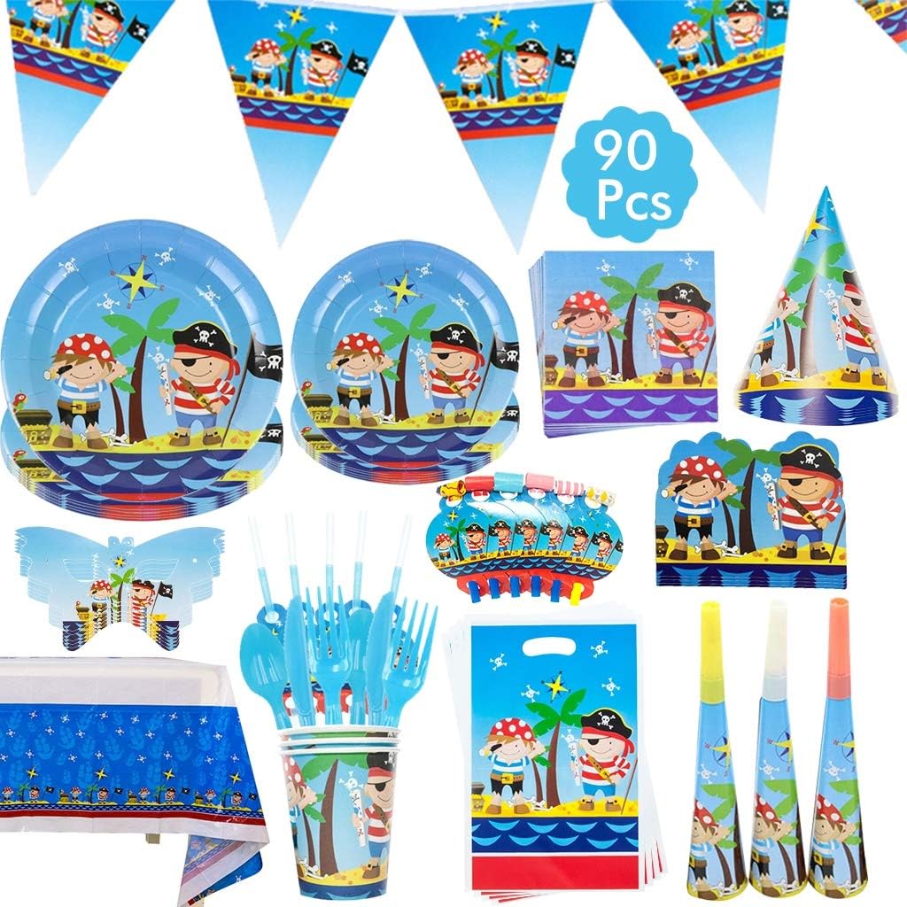 DreamJing Pirate Party Supplies Set 90Pcs Pirate Party