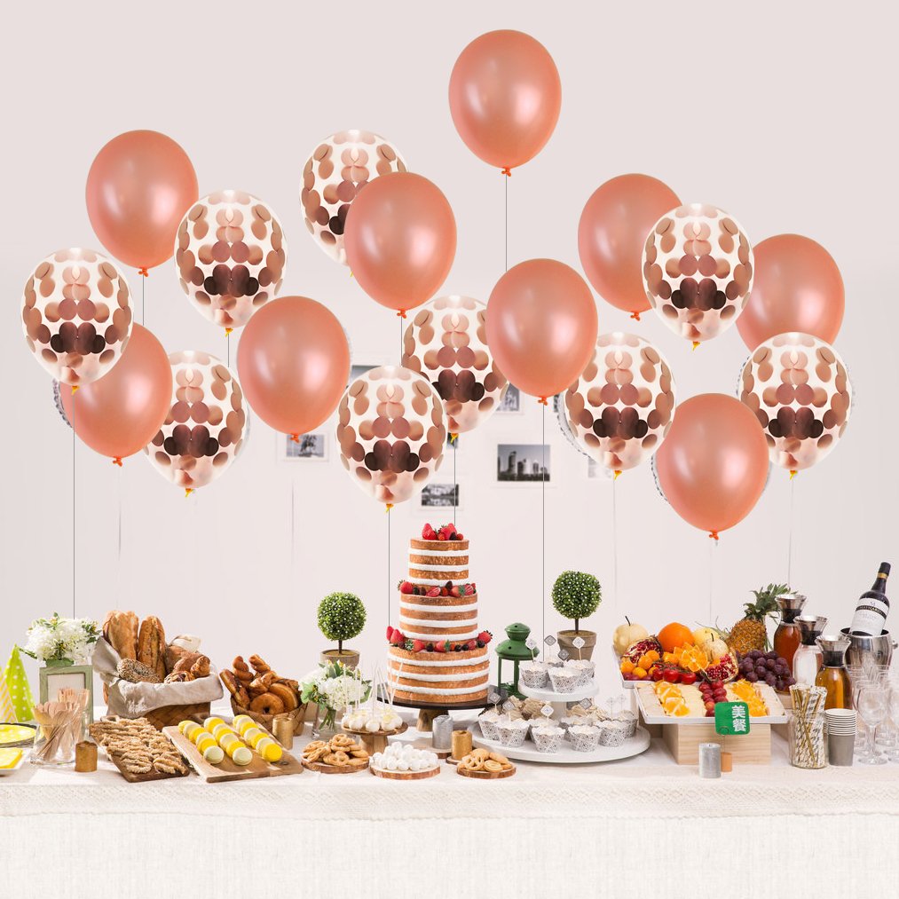 30 pcs Rose Gold Balloons,baotongle Confetti Balloon Set for Bridal Shower Decorations, Birthday Party 12 inch