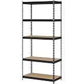 Edsal UR341472BLK Steel Storage Rack, 5 Adjustable Shelves, 72" Height x 34" Width x 14" Depth, Black