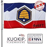 KUOKIP Double Sided New Utah State Flag 4x6 Made in USA Outdoor Heavy Duty 3 Ply Polyester New Utah Flags with White Starting Tape and 2 Brass Grommets