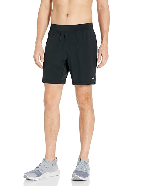 Amazon Essentials Men's Athletic Performance Stretch Woven Running Workout 7" Training Short, Black – Original, Small