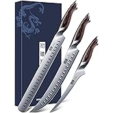 HOSHANHO Carving Knife Set 3PCS, Japanese High Carbon Steel Brisket Slicing Knife Sets with Ergonomic Pakkawood Handle, Butcher Knife Breaking Knife Boning Knife for Meat Cutting