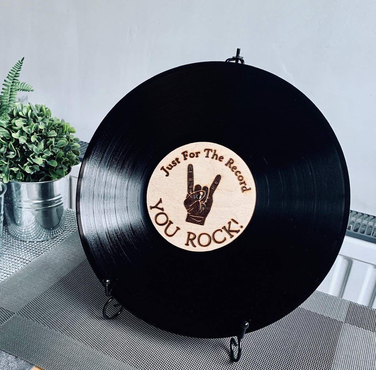 JUST FOR THE RECORD. YOU ROCK! Hand Engraved Vinyl Record Wall Art/Sign
