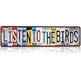 CHCdecor Vintage Listen To The Birds Street Sign Wall Decor Metal Tin Signs for Bar Home Bedroom Garage,16x4 Inch Aluminium