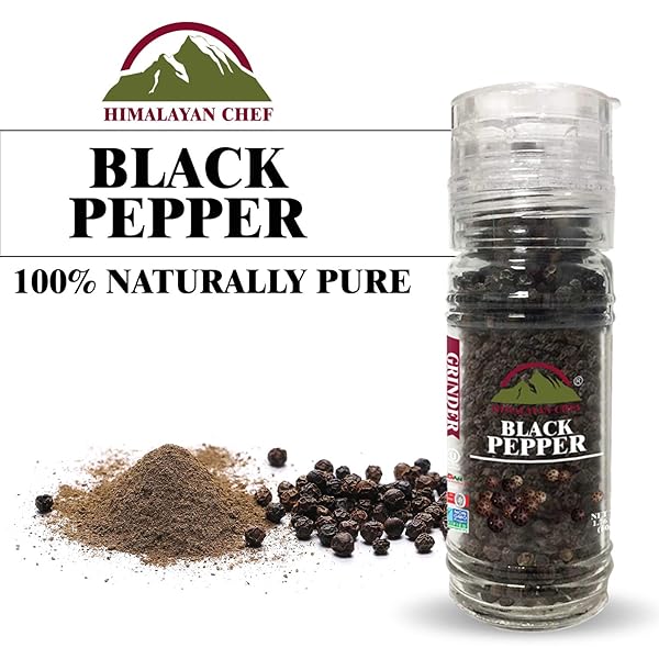 HIMALAYAN CHEF BLACK PEPPER GLASS GRINDER-1.76OZ
