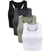 Boao 4 Pieces Basic Crop Tank Tops Sleeveless Racerback Crop Top for Women