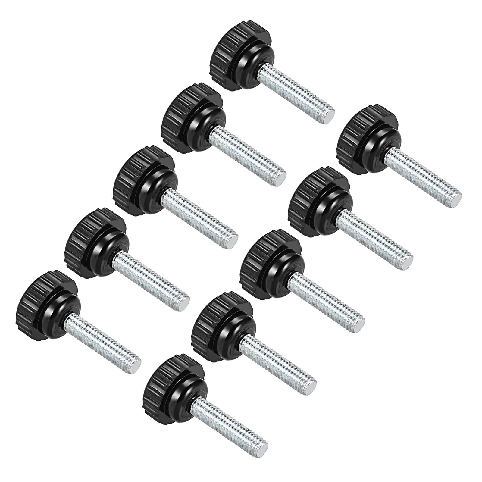CoCud Knurled Clamping Knobs, M6 x 25mm Male Thread 21mm Head, Thermoset Plastic Thumb Screw Grip Bolt Knobs Black - (Applications: for Lathe Machinery), 10-Pieces