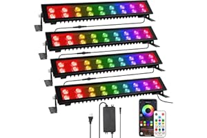 YEESITE LED Stage Wash Light Bar - 4Pack 72W RGB DJ Light Bar IP66 Waterproof Dimmable Stage Lights Smart APP & Remote Control for Parties Events Building Garden Wall Display