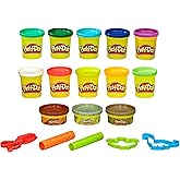 Play-Doh Dinosaur Theme 13-Pack of Non-Toxic Modeling Compound with 2 Cutter Shapes, 2 Roller Tools, and Scissors (Amazon Exc