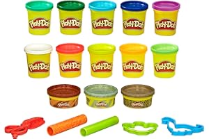 Play-Doh Dinosaur Theme 13-Pack of Non-Toxic Modeling Compound with 2 Cutter Shapes, 2 Roller Tools, and Scissors (Amazon Exclusive)