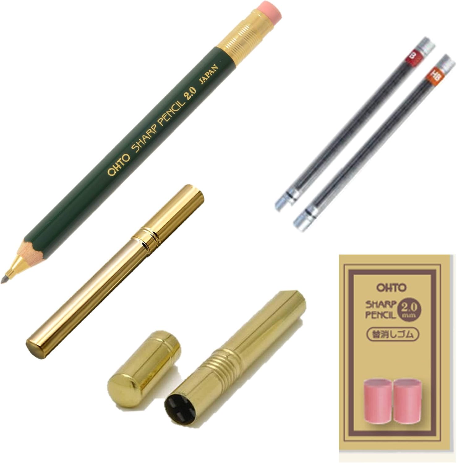 OHTO Wood axis mechanical pencil with eraser green(2mm