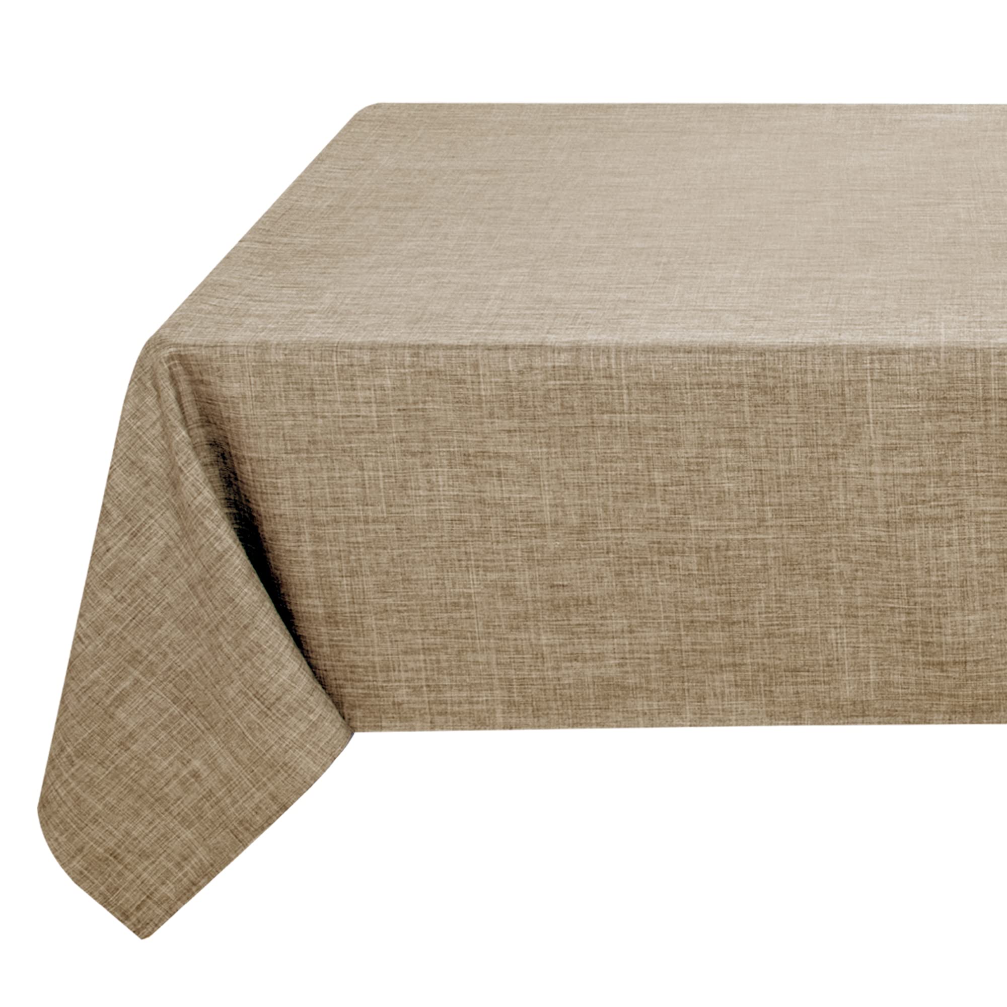 Photo 1 of Fitable Faux Linen Tablecloth Rectangle 60 x 120 Inch - Rustic Fabric Table Cloth for 8 Foot Tables, Nature Faux Burlap Table Cover for Kitchen Dining, Party, Farmhouse