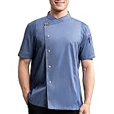 Black Chef Coat With Mesh Lightweight Chef Jacket Men Short Sleeve Chef Uniform for Kitchen,Restaurant,Bakery