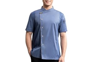 YJFZYYJJ Black Chef Coat With Mesh Lightweight Chef Jacket Men Short Sleeve Chef Uniform for Kitchen,Restaurant,Bakery