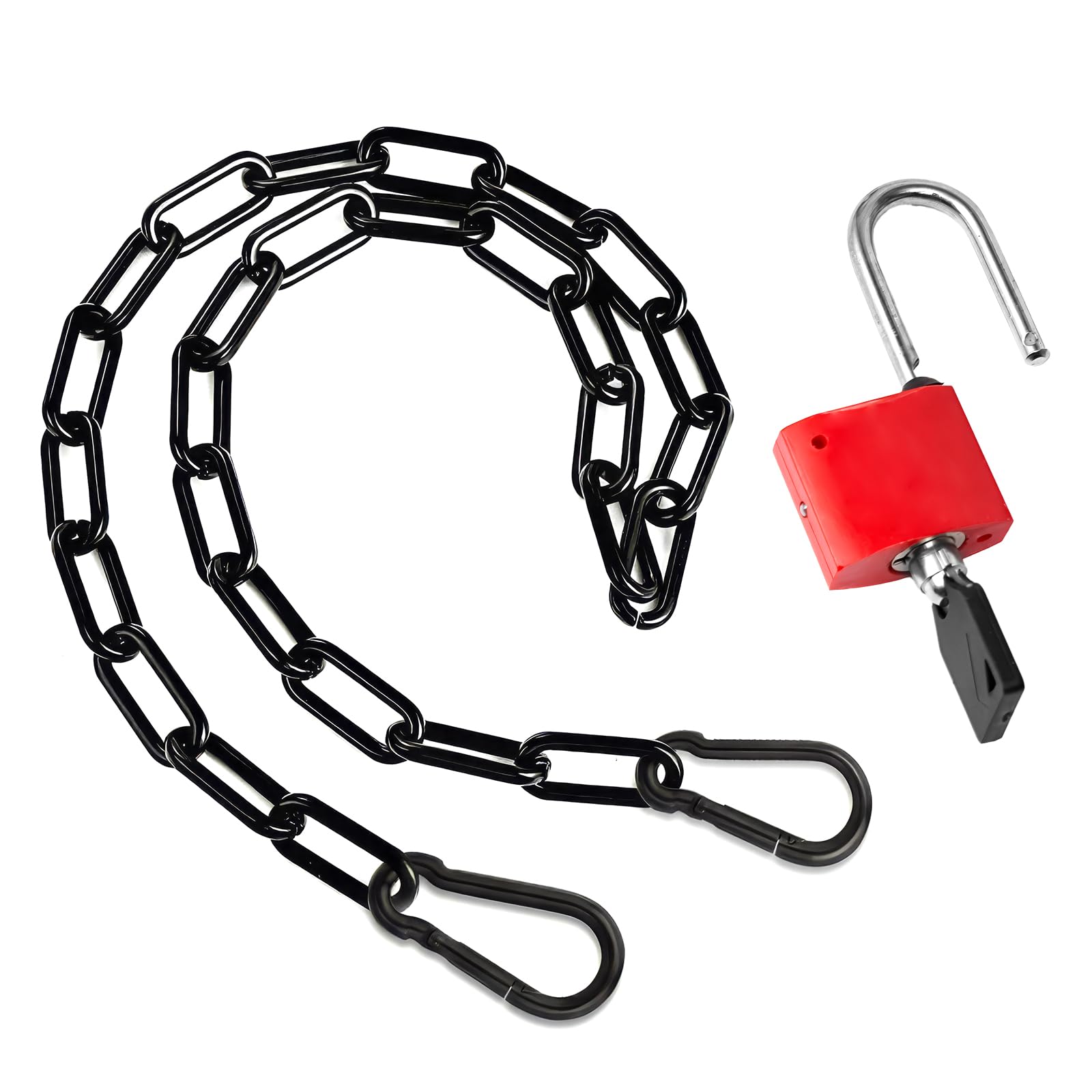 Gate Chain Lock, Chain and Padlock Outdoor, Security Padlock Steel with Carabiners, with Bin Lock for Fences, Cages, Animal Enclosures