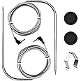 Upgraded 2-Pack Temp Meat Probe Replacement for Char-Griller Gravity Fed 980 Charcoal Grill, 3.5mm Plug Thermometer Probe Parts with Probe Grommets and Probe Clip