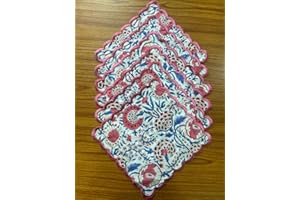 Ridhi Cloth Napkins 100% Pure Cotton Farmhouse Wedding Dinner Napkins for Halloween, Thanksgiving, Holiday Daily Wedding uses Napkins (6-9"x9" Cocktail Napkin, Flamingo Pink)