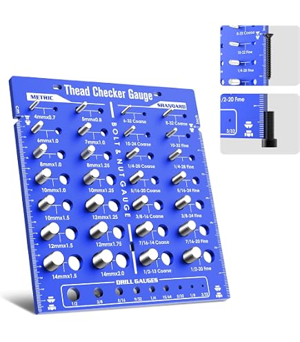34 Nut And Bolt Thread Checker Gauge - Standard & Metric Identifier Board With Drill Gauge