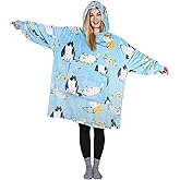 Catalonia Cat Print Oversized Blanket Hoodie Sweatshirt, Wearable Fleece Pullover for Adults Men Women