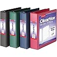 Cardinal 3 Ring Binders, Binders for School and Office, Durable 2 Inch Binder with Round Rings, Holds 475 Sheets, ClearVue Covers, Non-Stick, PVC-Free, Assorted Colors, 4 Pack (29310)