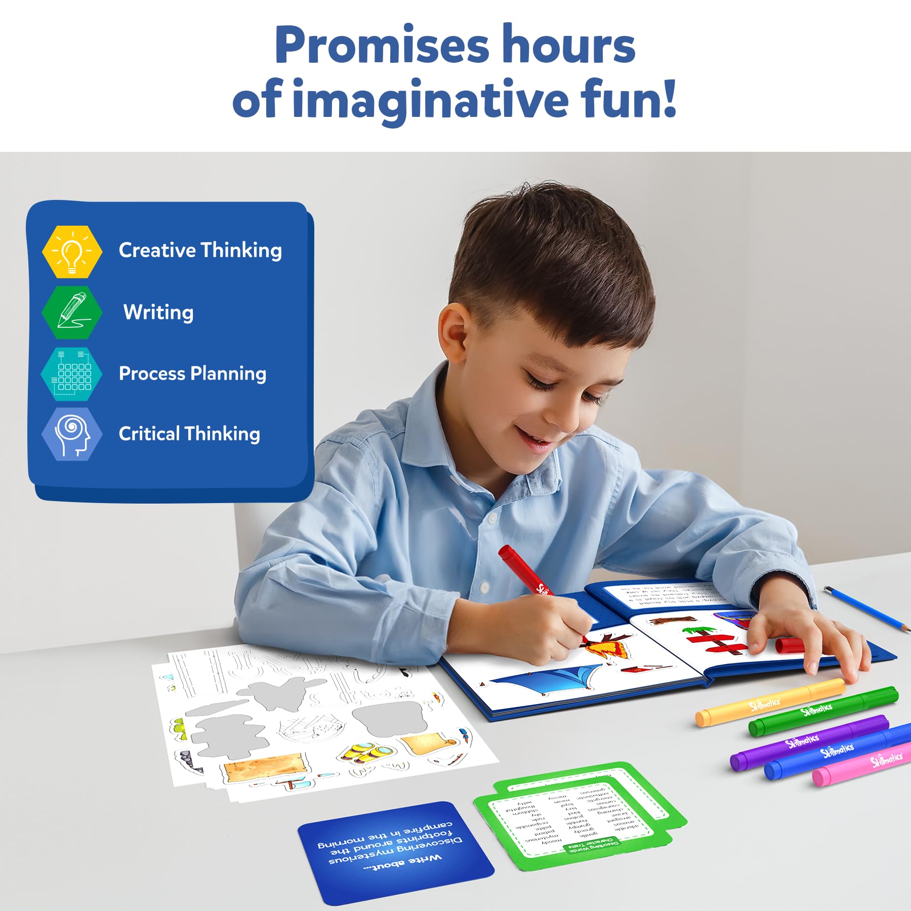 Skillmatics Storybook Art Kit - Create Adventure Stories, DIY Craft & Writing Kit with 300+ Stickers, Scrapbooking & Journal Activity, Christmas Gifts for Kids Ages 5, 6, 7, 8, 9, 10