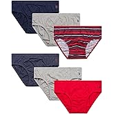 U.S. Polo Assn. Mens Underwear Briefs - 6 Pack Cotton Tag Free Low Rise Briefs Underwear for Men Pack with Contour Pouch