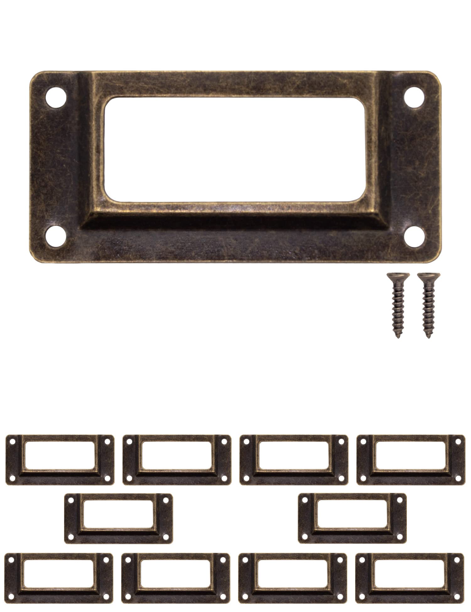 FUXXER 10 x Apothecary Cabinet Label Window Antique Bronze Design 62x29mm