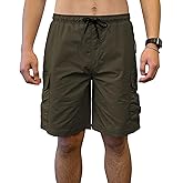 Southpole Mens Tech Woven Nylon Cargo Shorts, Quick Dry, Lightweight, Adjustable Waist
