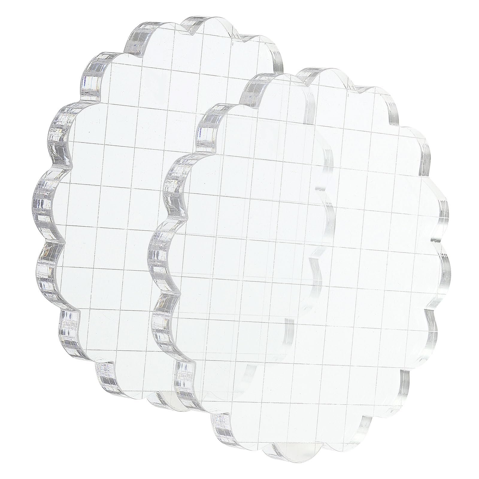 PATIKIL 4" Acrylic Stamp Block, 2 Pack Clear Stamping Block with Grid Lines Decorative Mounting Blocks Round for Scrapbooking DIY Crafts Card Making