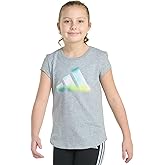 adidas Girls’ Short Sleeve Logo Graphic T-Shirt – Soft Cotton or Cotton Blend Jersey Tee, Ribbed Crewneck