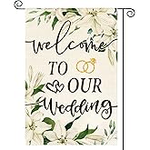 AVOIN colorlife Floral Wedding Ceremony Garden Flag 12x18 Inch Double Sided Outside, Marriage Welcome Romantic Yard Outdoor Decoration