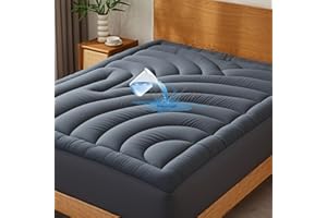 QUIETSEA Waterproof Mattress Pad Queen, Quilted Fitted Queen Mattress Topper, Five-Layers Noiseless Mattress Protector Cover with 8"-21" Deep Pocket, Machine Washable, Grey, 60x80