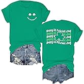 UYIQL St Patricks Day Shirt Women Cute Short Sleeve Irish Shamrock Graphic Tee Tops