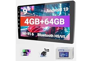 Haudio 9" Wireless Double Din Car Stereo with Bluetooth, Wireless CarPlay, Android Auto, WiFi 6, 1280 * 720 HD Touchscreen, 4+64GB Storage,Backup Camera, GPS，Pro Sound Quality, FM/AM