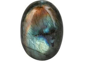 mookaitedecor Natural Labradorite Pocket Palm Stone Worry Stones Therapy Crystal Healing Gemstone Irregular Shape