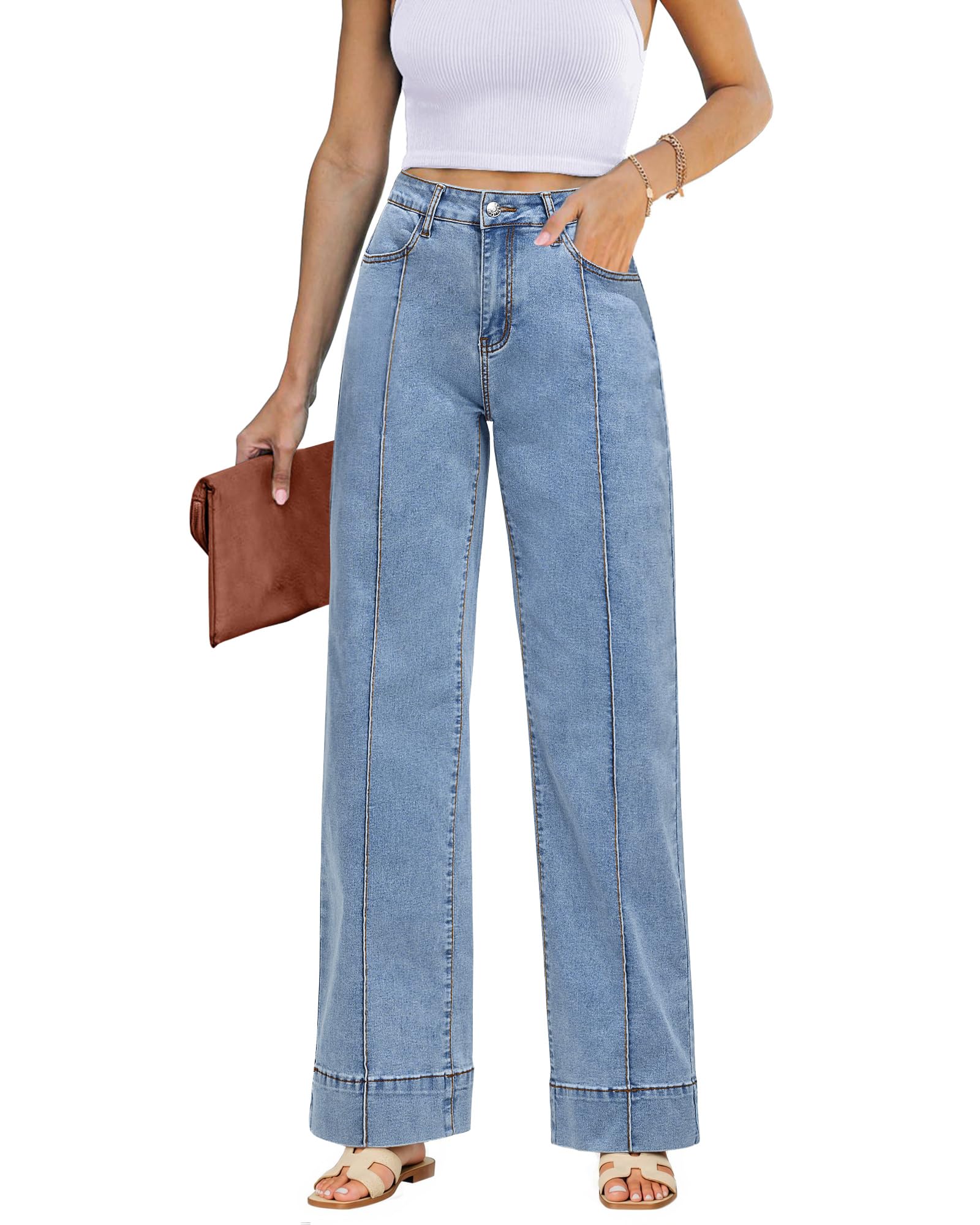 Photo 1 of ***SEE NOTES ***Luvamia Women's Wide Leg Jeans High Waisted Blue Denim Casual Jeans Size 27