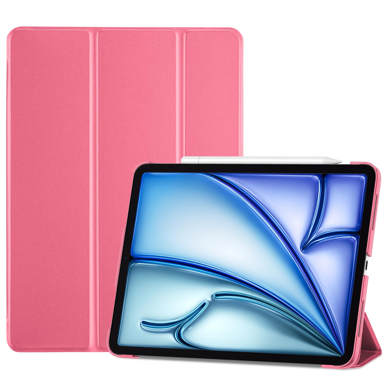 ProCase Smart Case for iPad Air 11-inch M4 (2026, 8th Gen) / M3 (2025) / M2 (2024) & 10.9 Inch iPad Air 5th (2022) & 4th (2020) – Protective Hard Back Cover with Auto Sleep/Wake - Melonpink